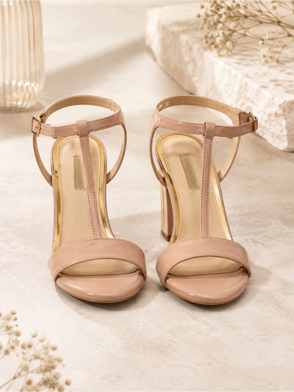 NWT Prima Donna Blush T‑Strap Ankle‑Strap Heeled Sandals size 9